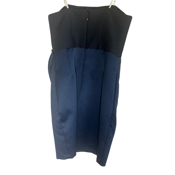 NWT Halston Women's Draped Cocktail Dress M Spaghetti Strap Two-Tone Black Navy - Picture 13 of 16